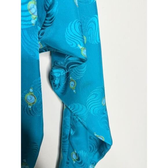 VTG Charles Bianco Italy Silk Colorful Longsleeve Art Deco Luxury Geometric Maxi - Picture 11 of 11